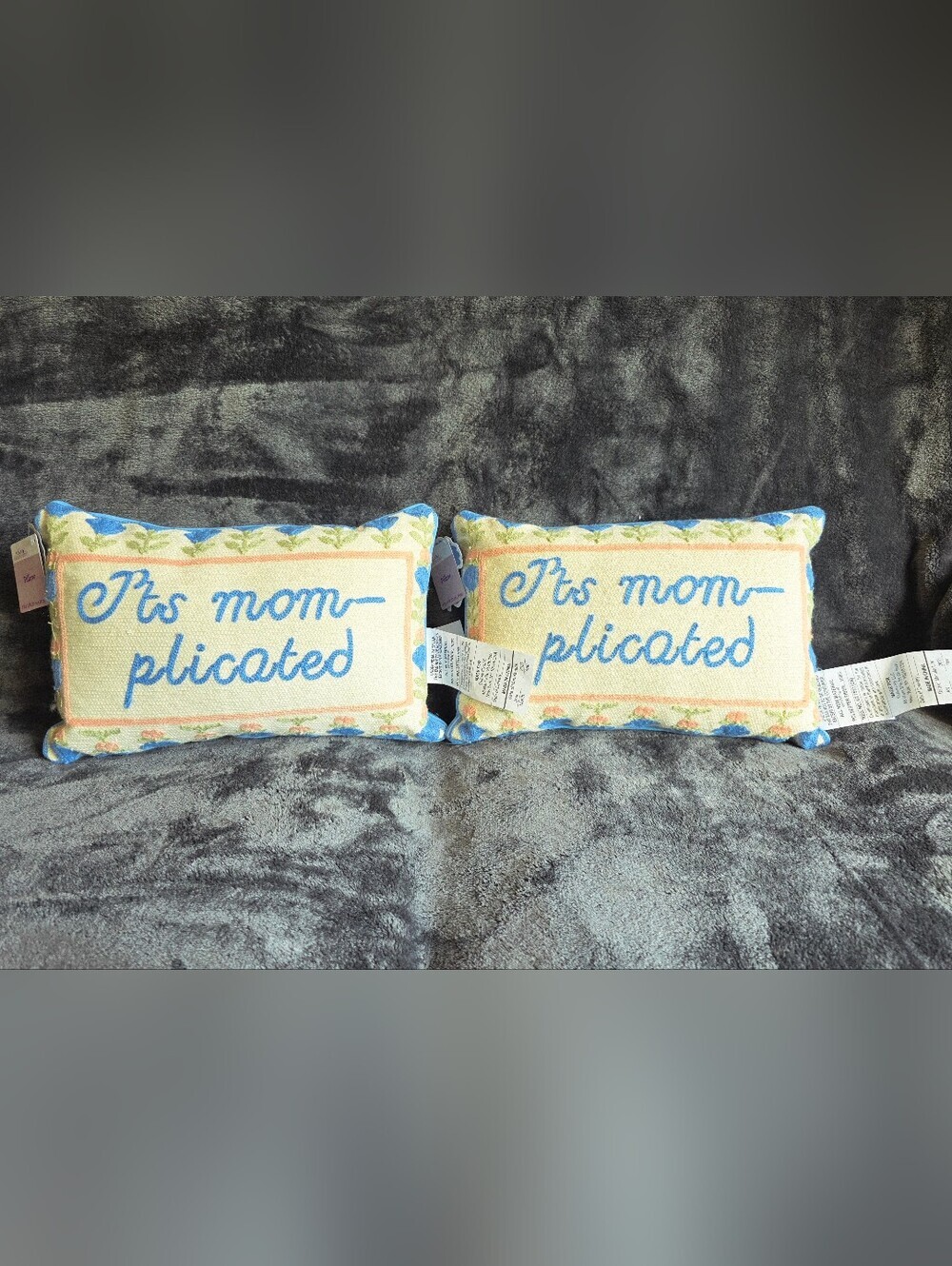 New It's Mom Plicated Decorative Lumbar Pillow bundle, 14" x9" indoor home decor